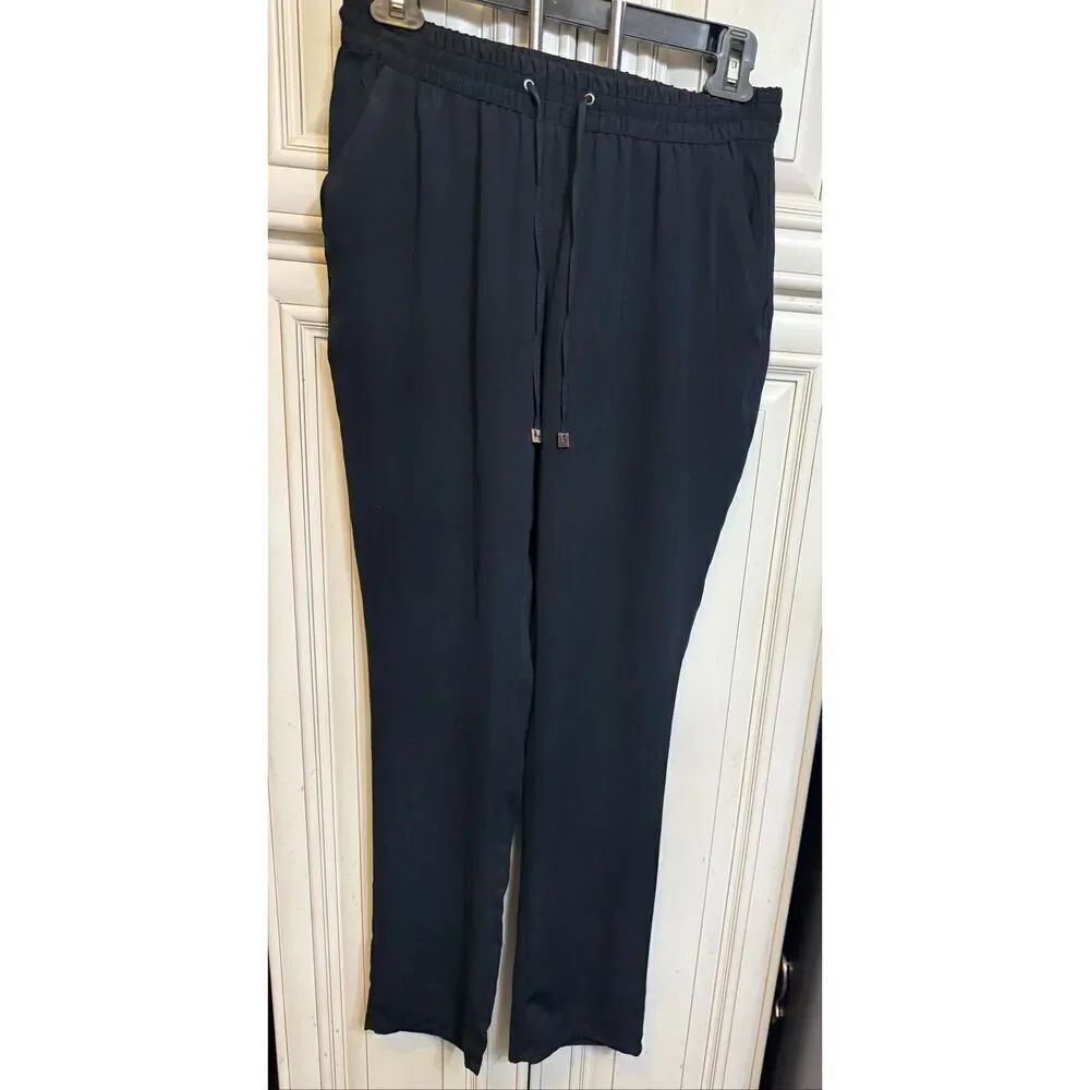 Mango Suit Women's Drawstring Elastic Waist Tapered Trouser Pants Black Size XXS